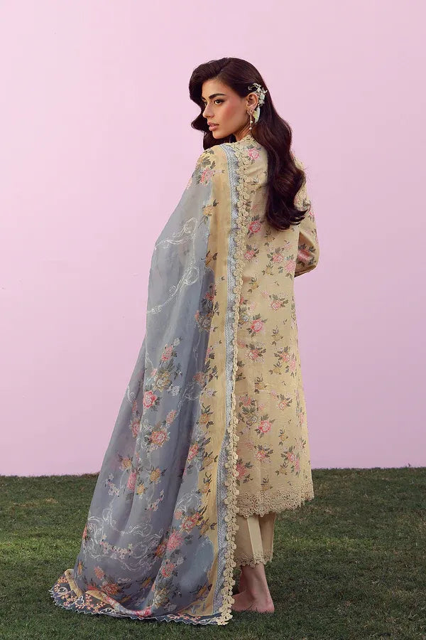 SAHAR MIRHA  EMBROIDERED LAWN ROSE CREME