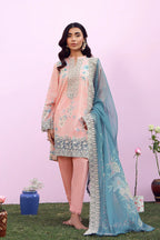 SAHAR MIRHA  EMBROIDERED LAWN BLUSH AZURE