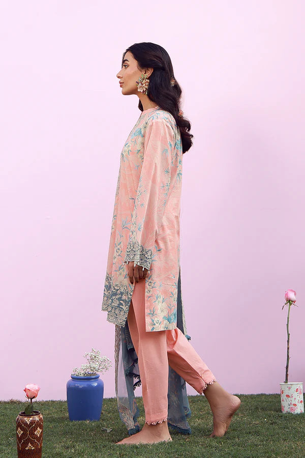 SAHAR MIRHA  EMBROIDERED LAWN BLUSH AZURE
