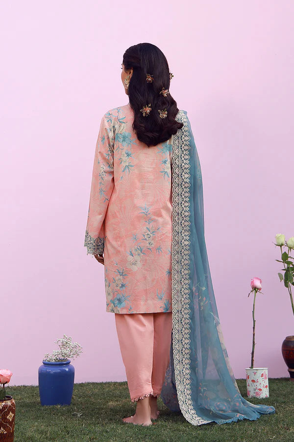 SAHAR MIRHA  EMBROIDERED LAWN BLUSH AZURE