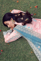 SAHAR MIRHA  EMBROIDERED LAWN BLUSH AZURE