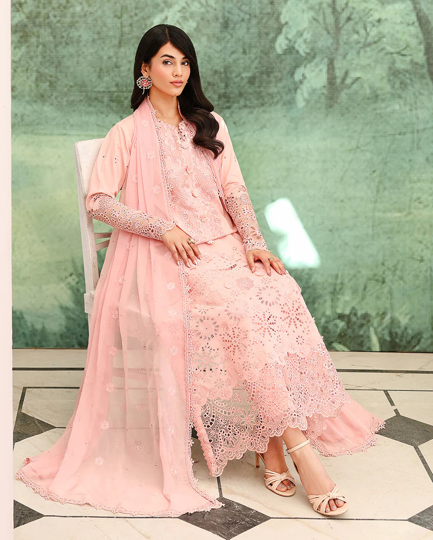 ROHEENAZ VEIL OF SUMMER CHIKANKARI AZURE ELAN