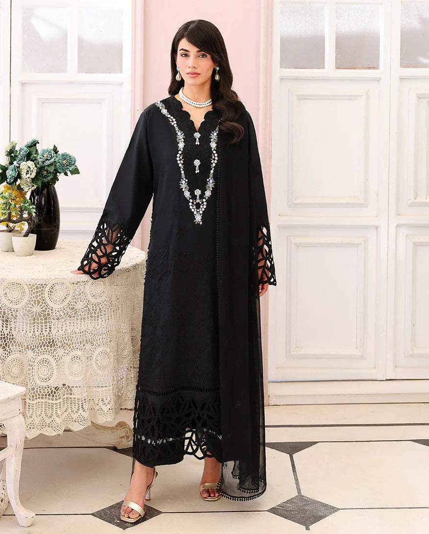 ROHEENAZ VEIL OF SUMMER CHIKANKARI BLACK LACE
