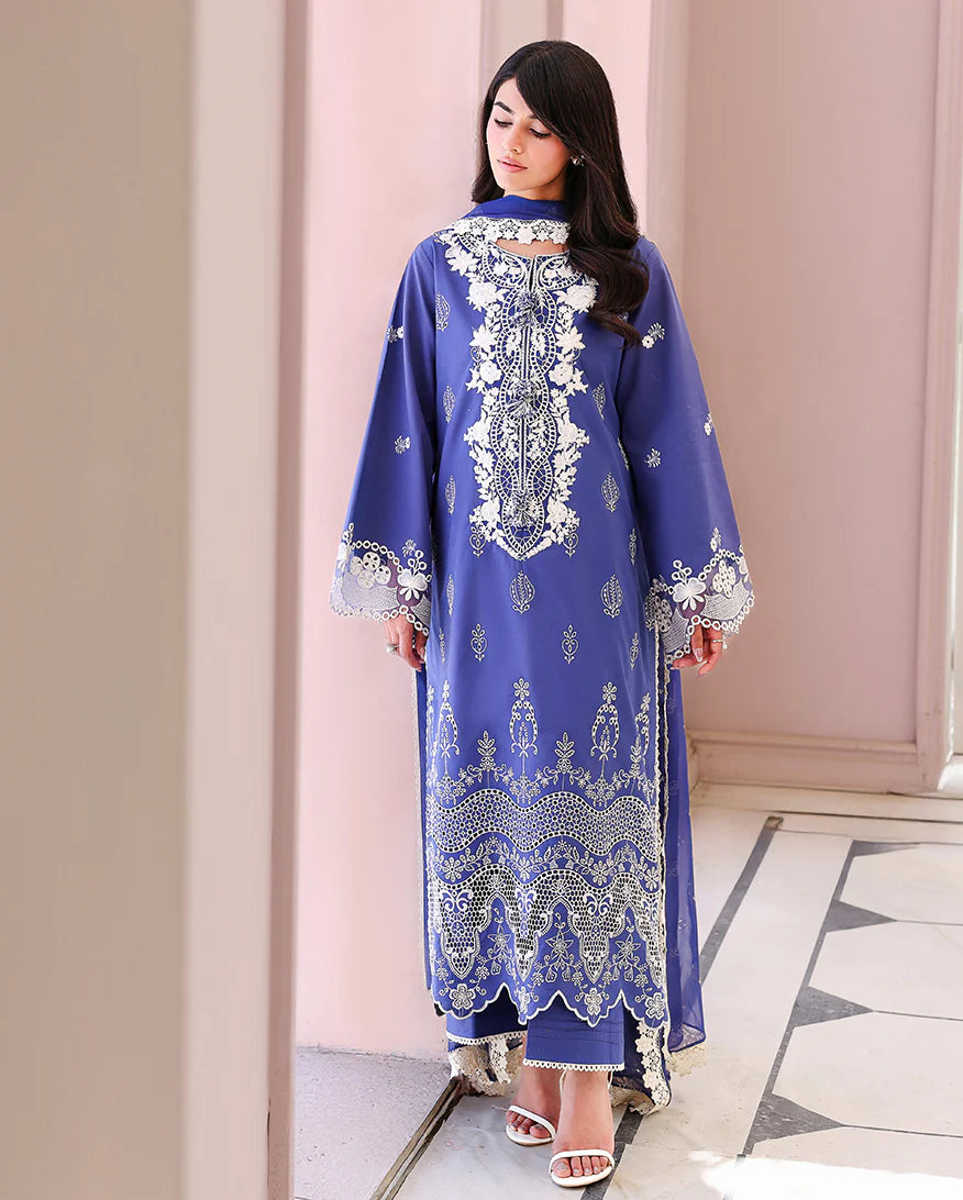 ROHEENAZ VEIL OF SUMMER CHIKANKARI BLANC MIRAGE