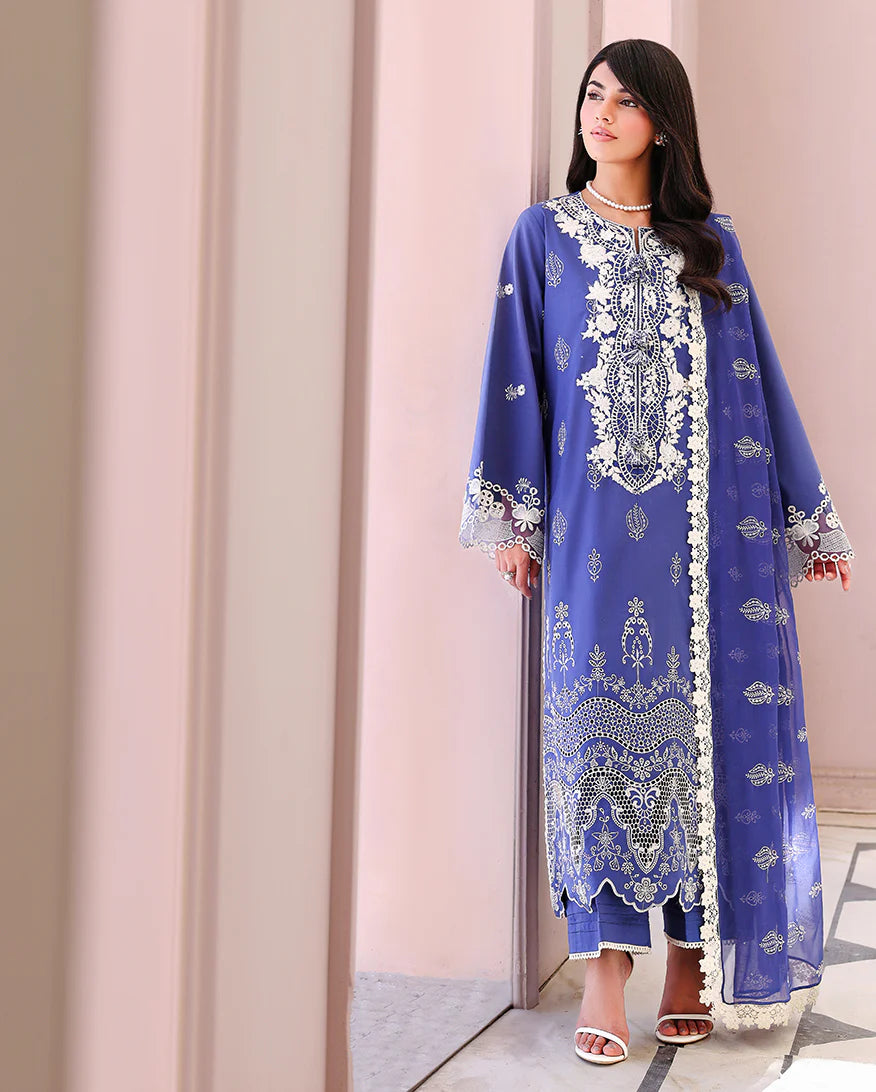 ROHEENAZ VEIL OF SUMMER CHIKANKARI BLANC MIRAGE