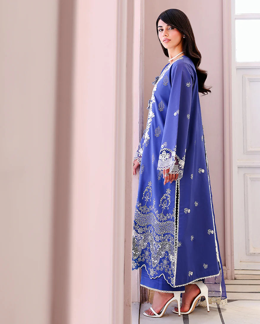 ROHEENAZ VEIL OF SUMMER CHIKANKARI BLANC MIRAGE