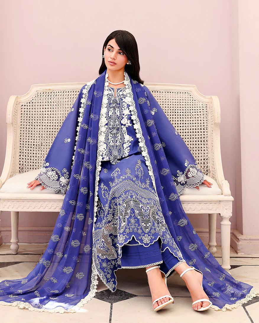 ROHEENAZ VEIL OF SUMMER CHIKANKARI BLANC MIRAGE