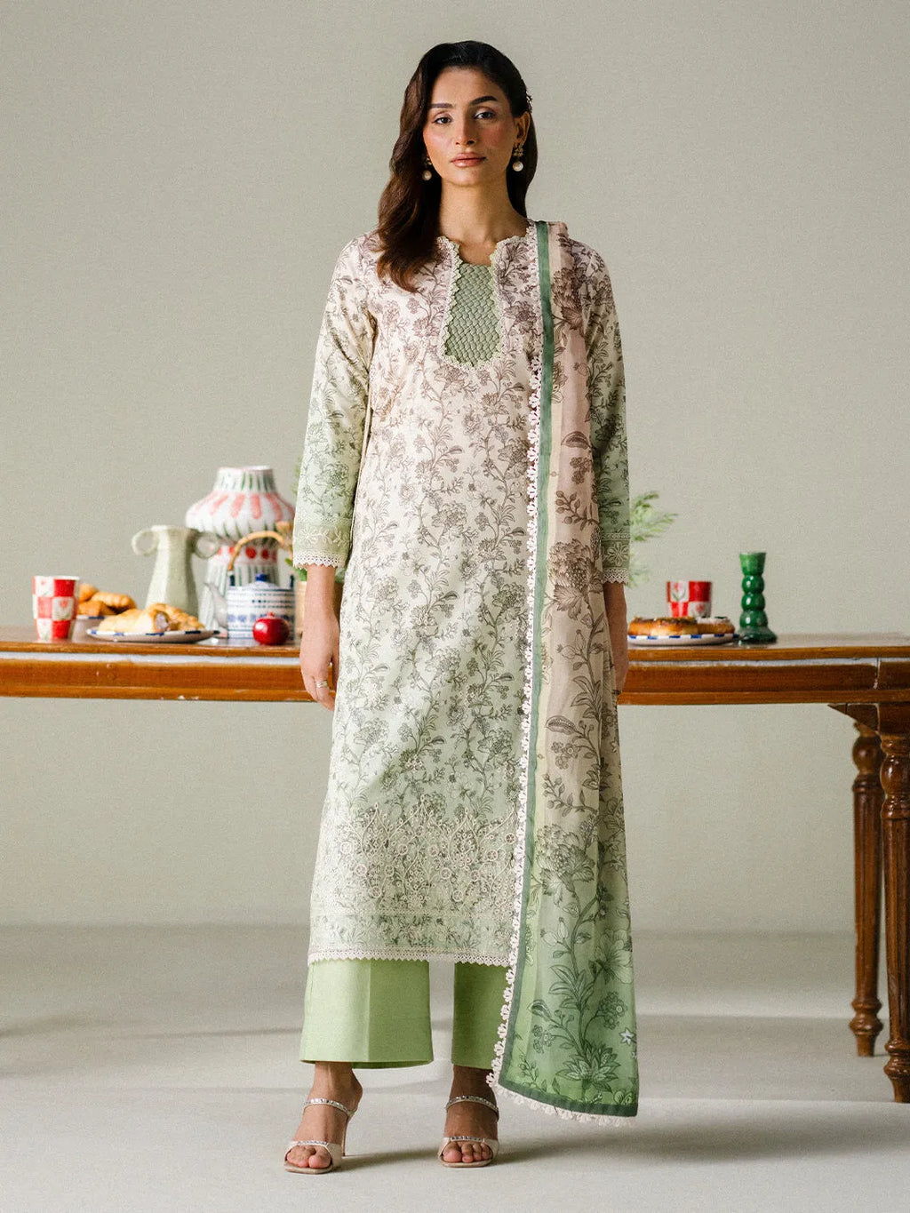 FAIZA FAISAL FNF PRINTS SAGE WHISPER