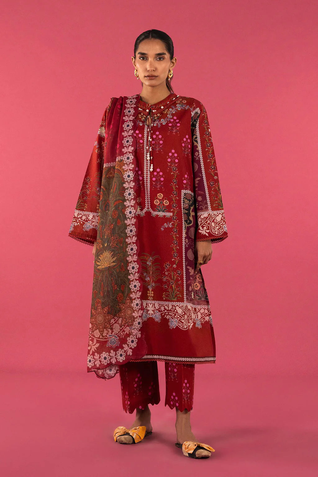 SAFINAZ MAHAY SUMMER D-01A RED 3PC