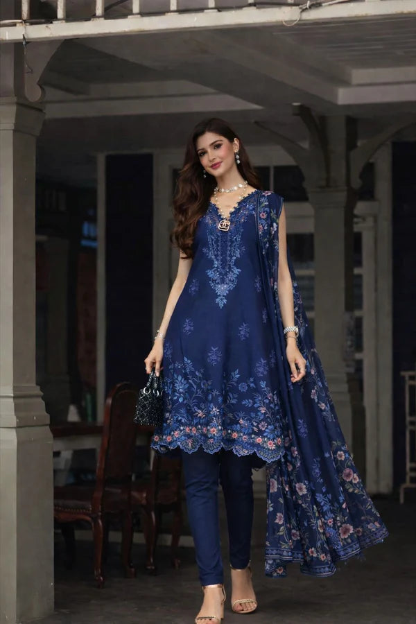 STITCHED BY CC NOOR BY SAADIA ASAD LUXE CHIKANKARI D-11 3PC