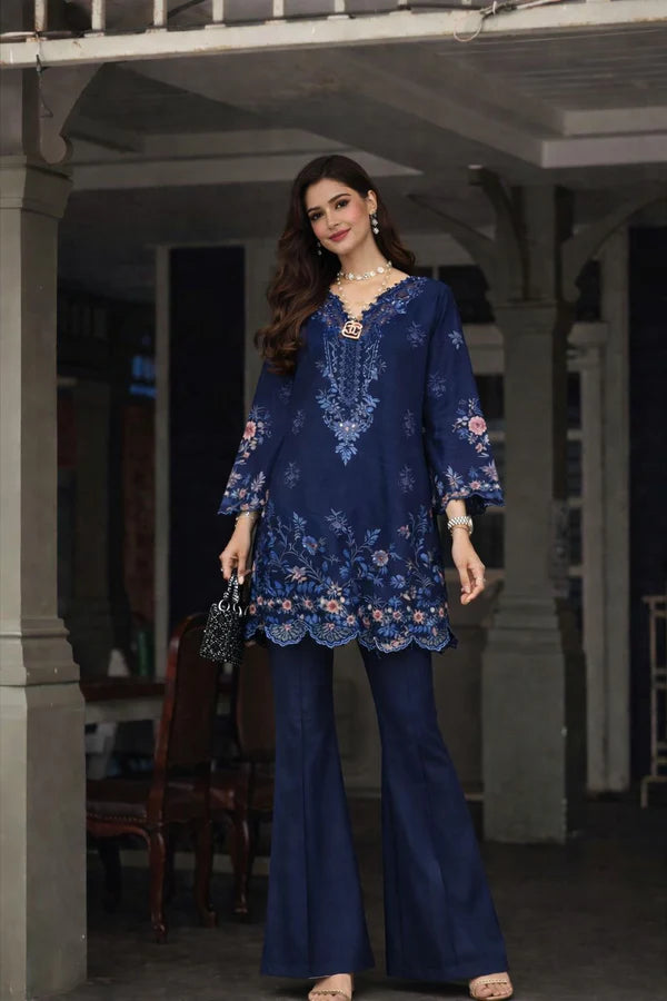 STITCHED BY CC NOOR BY SAADIA ASAD LUXE CHIKANKARI D-11 3PC