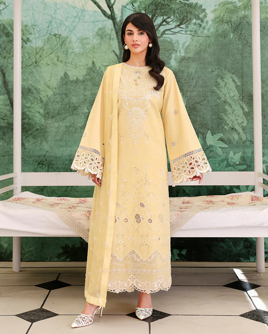 ROHEENAZ VEIL OF SUMMER CHIKANKARI LUMIERE YELLOW