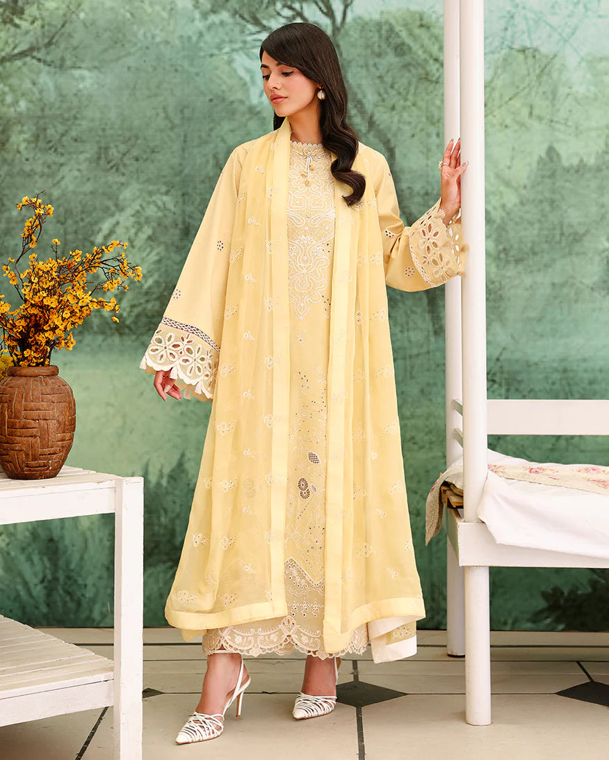 ROHEENAZ VEIL OF SUMMER CHIKANKARI LUMIERE YELLOW