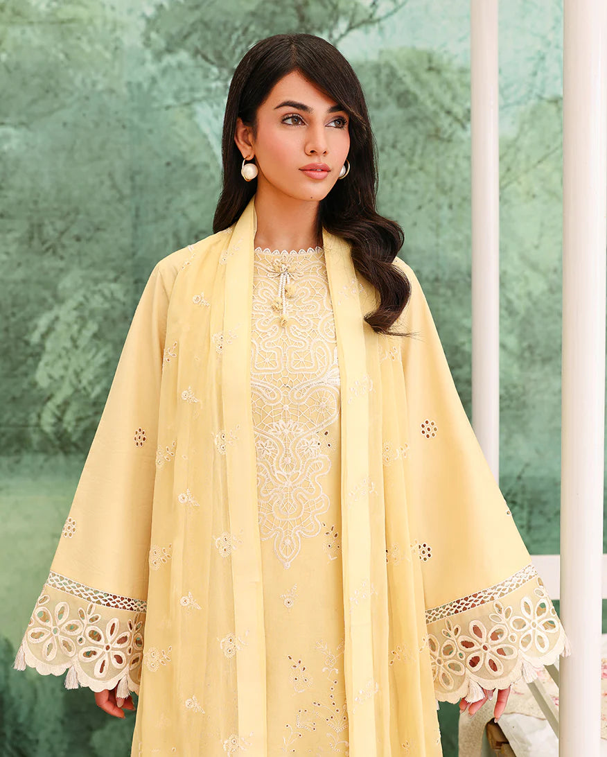 ROHEENAZ VEIL OF SUMMER CHIKANKARI LUMIERE YELLOW