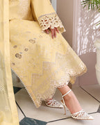 ROHEENAZ VEIL OF SUMMER CHIKANKARI LUMIERE YELLOW