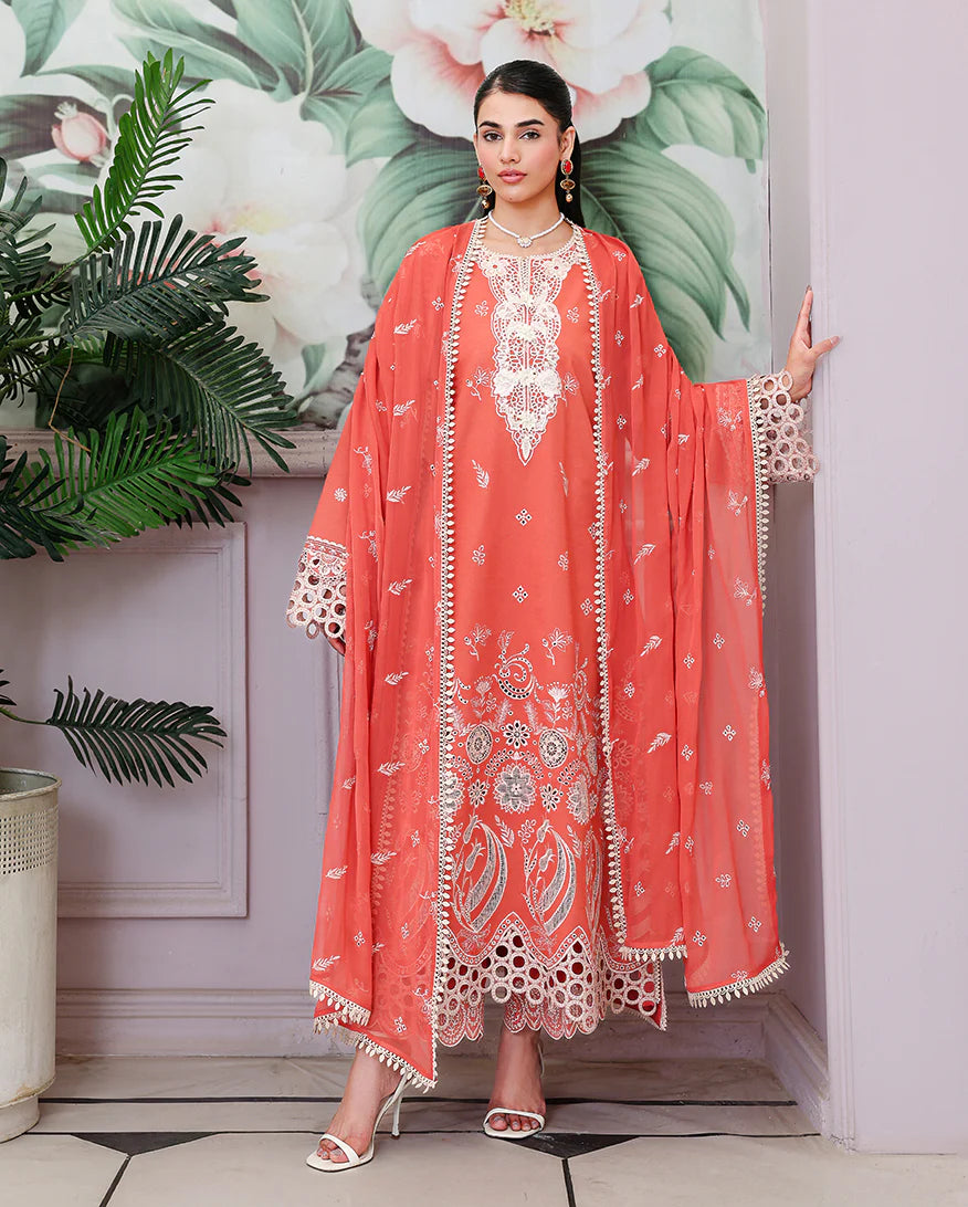 ROHEENAZ VEIL OF SUMMER CHIKANKARI SOLEIL BLANC