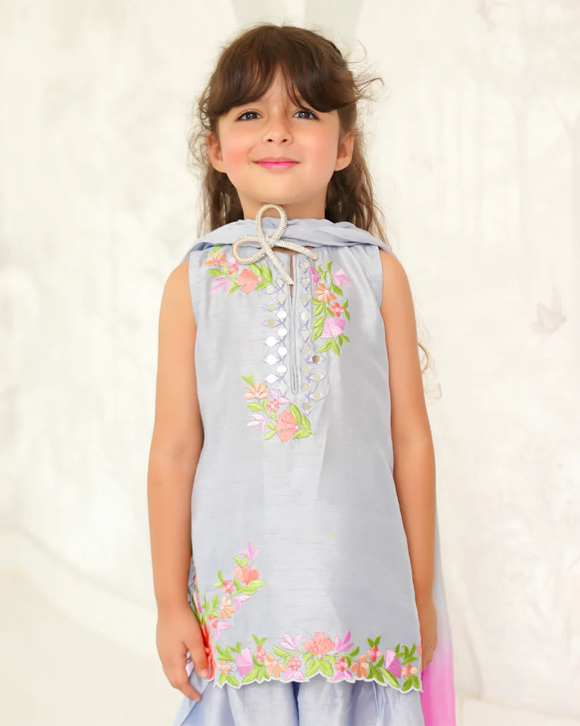 ASNA SHAHID KIDS TEAL REVERIE JUNIOR 3PC
