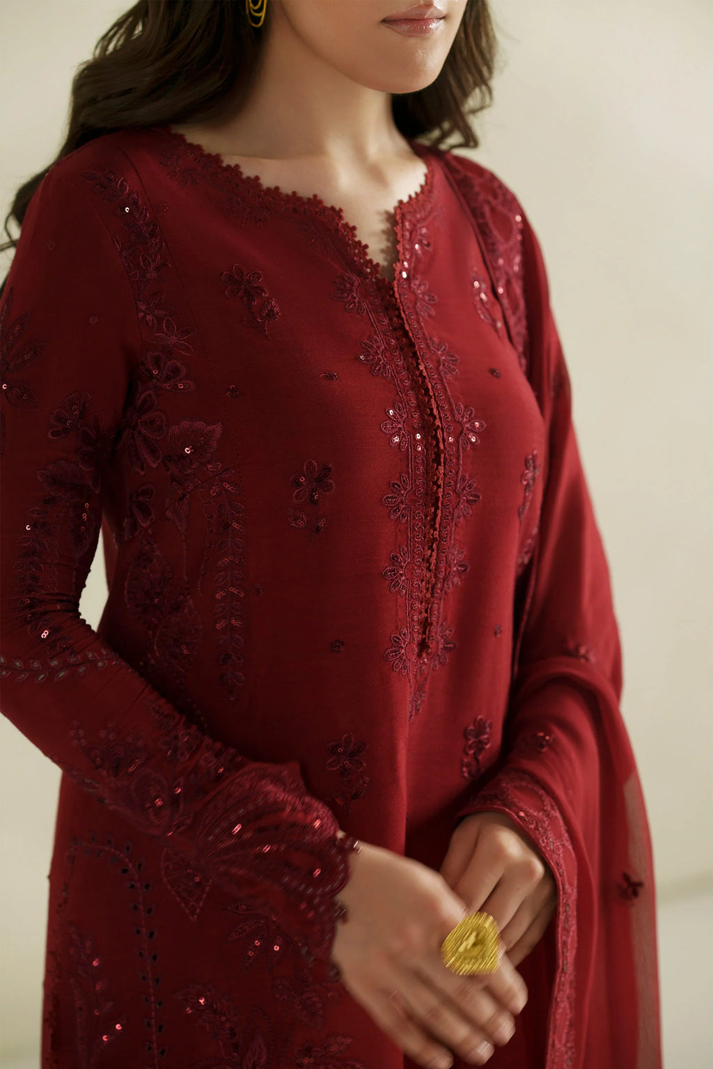 VERA RAW SILK LAAL CRIMSON