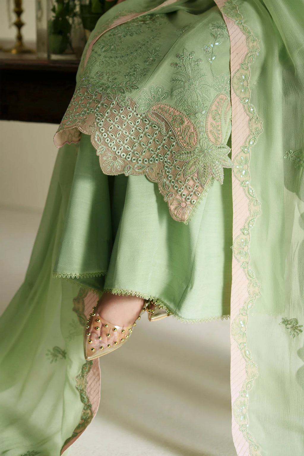 VERA RAW SILK GAJRA MINT