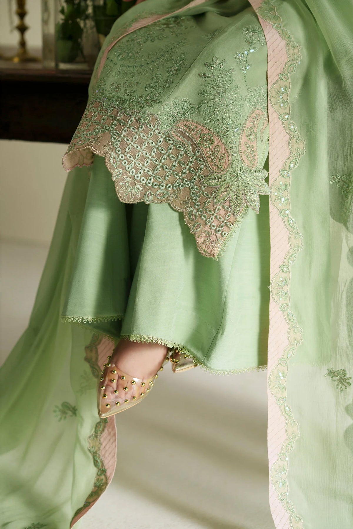 VERA RAW SILK GAJRA MINT