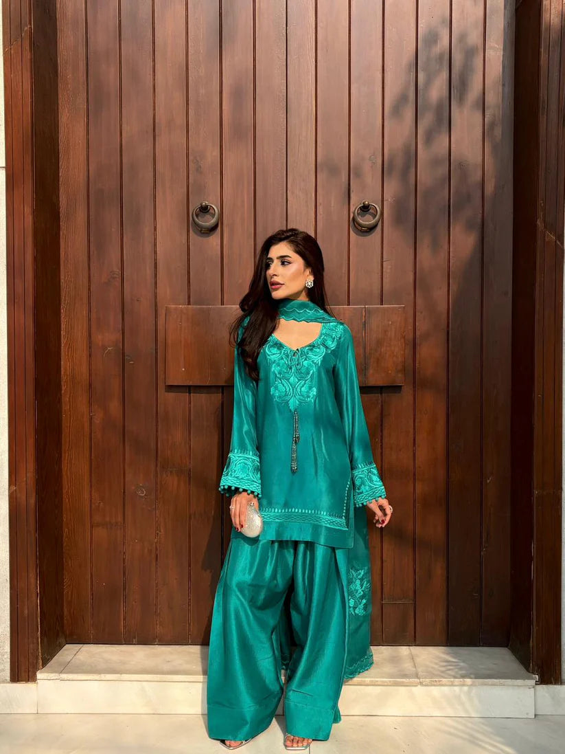 SAHER BENISH GULRUKH TEAL 3PC