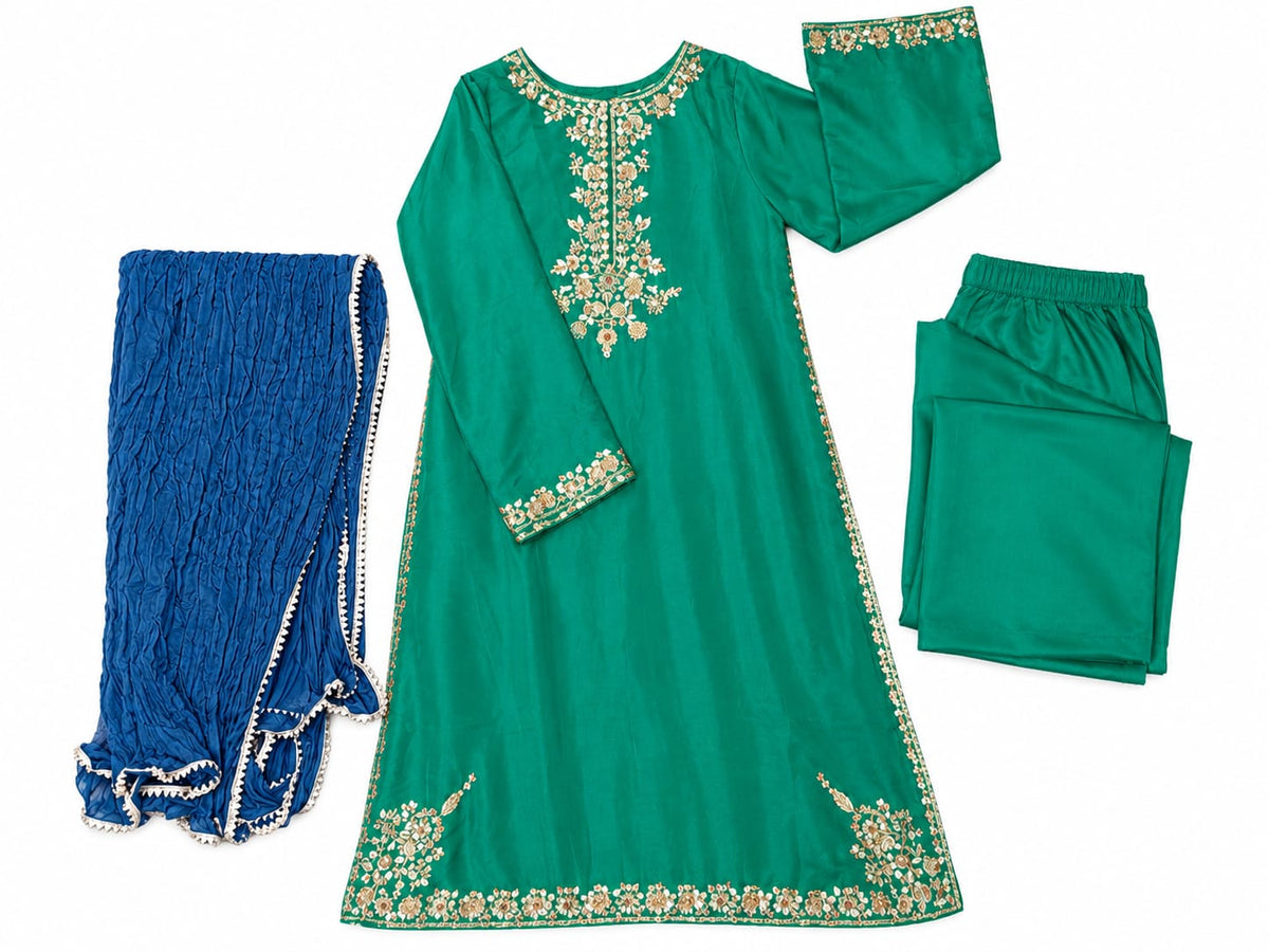 AGHANOOR BRIDAL GREEN 3PC