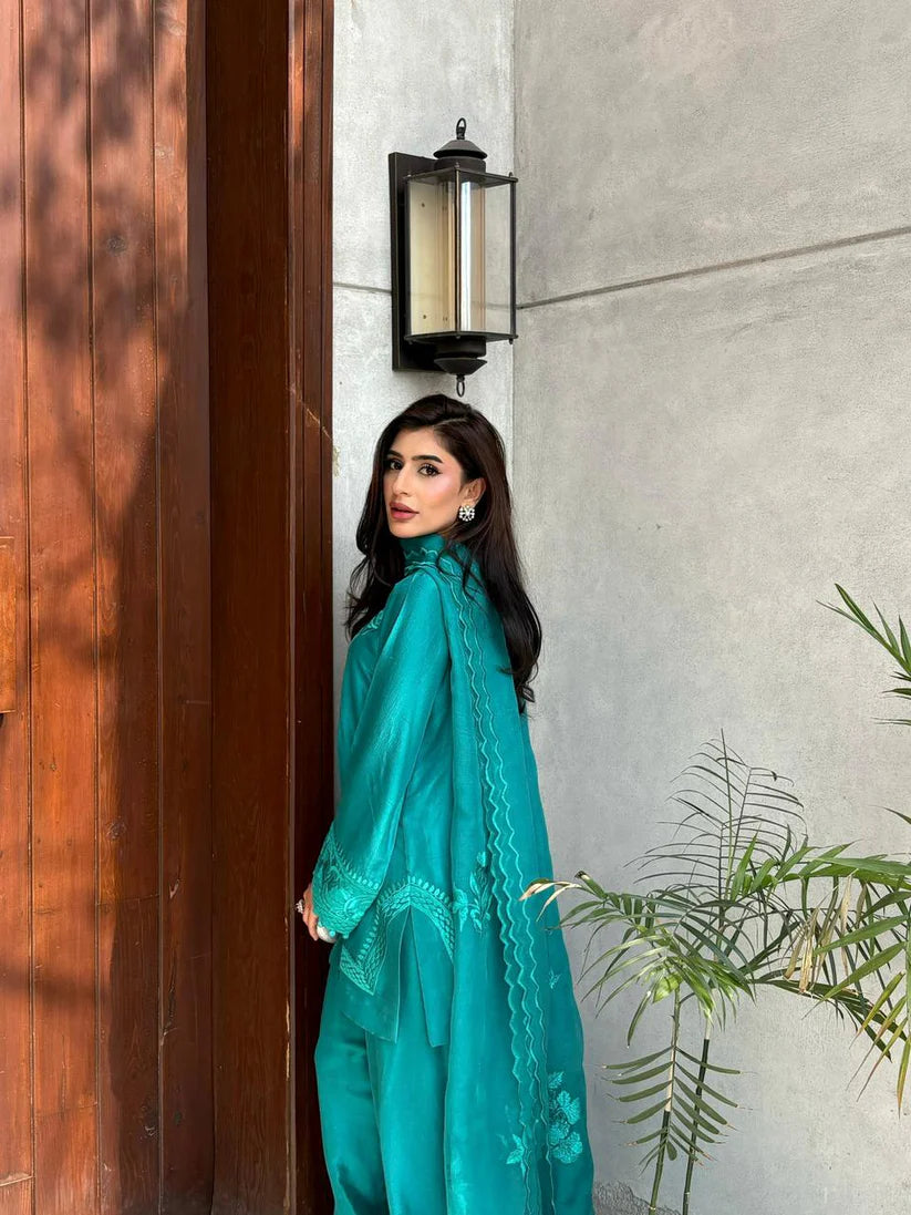 SAHER BENISH GULRUKH TEAL 3PC