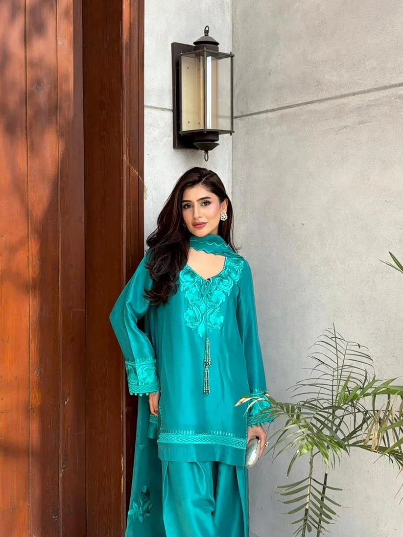 SAHER BENISH GULRUKH TEAL 3PC