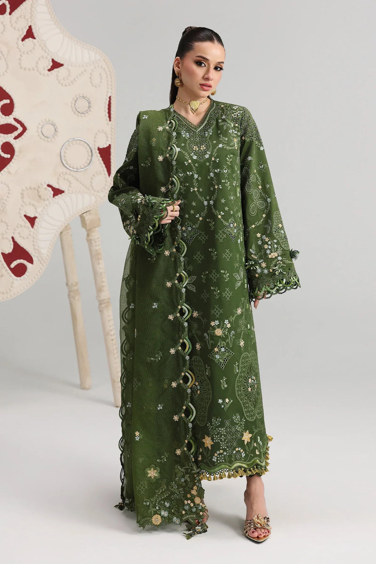 STITCHED BY CC QALAMKAR FESTIVE VESTA 3PC