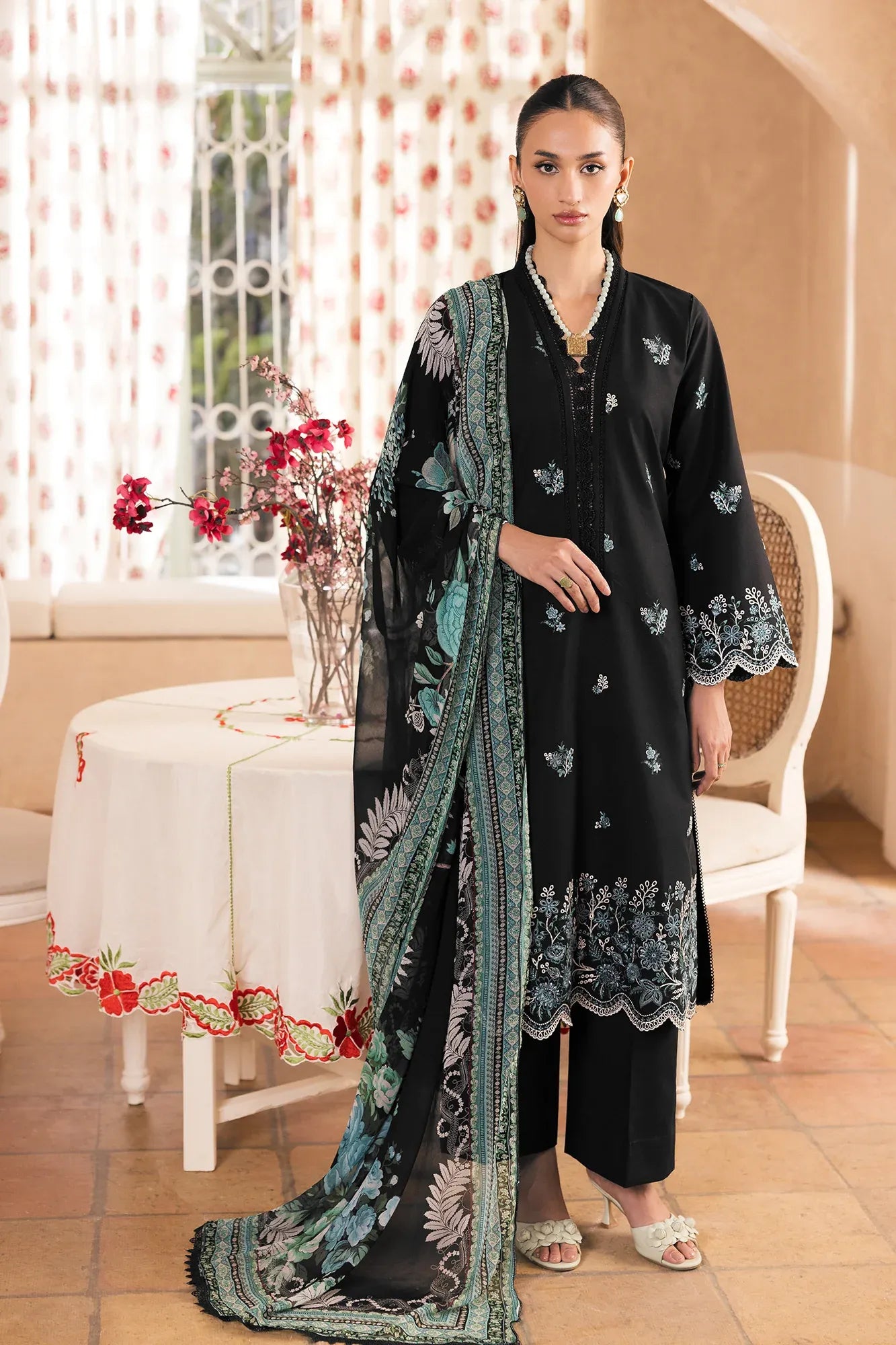 STITCHED BY CC RAJBARI NISSA SUMMER CHIKANKARI D-05 3PC