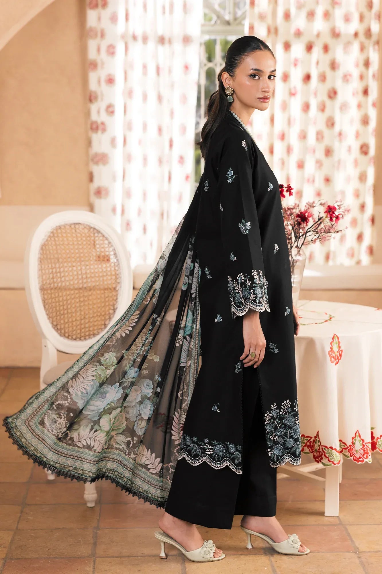 STITCHED BY CC RAJBARI NISSA SUMMER CHIKANKARI D-05 3PC