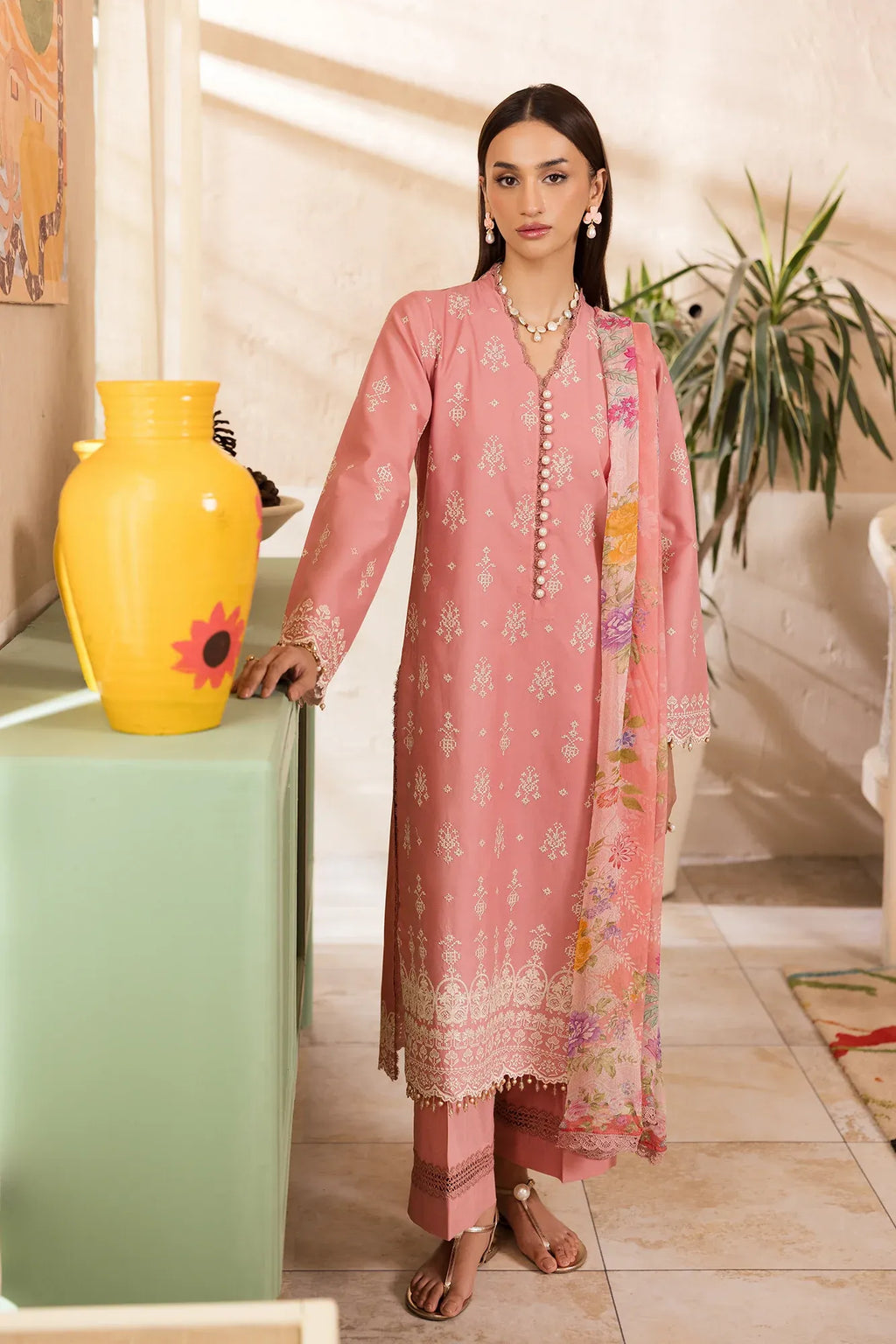 STITCHED BY CC RAJBARI NISSA SUMMER CHIKANKARI D-06 3PC