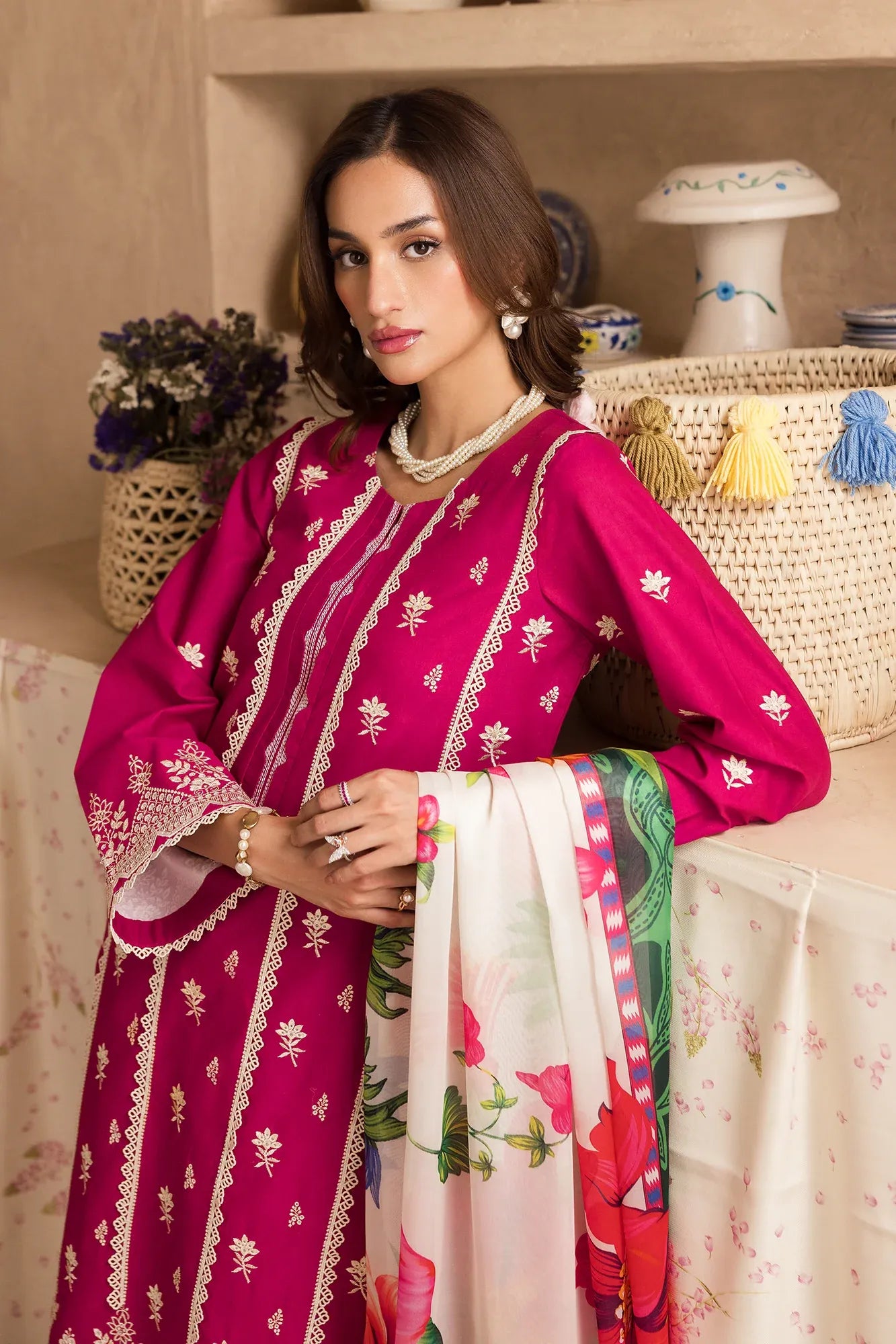 STITCHED BY CC RAJBARI NISSA SUMMER CHIKANKARI D-09 3PC