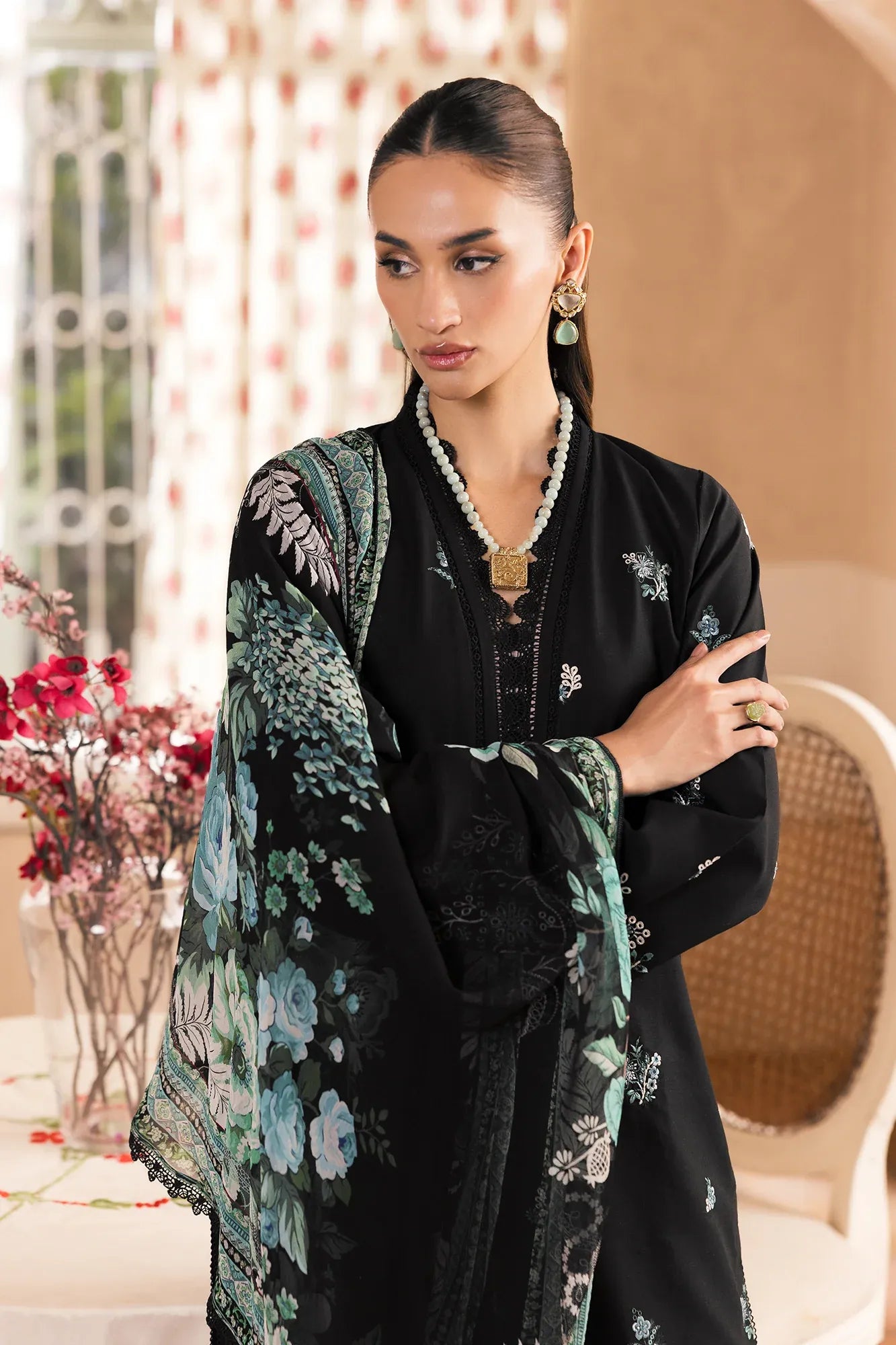 STITCHED BY CC RAJBARI NISSA SUMMER CHIKANKARI D-05 3PC
