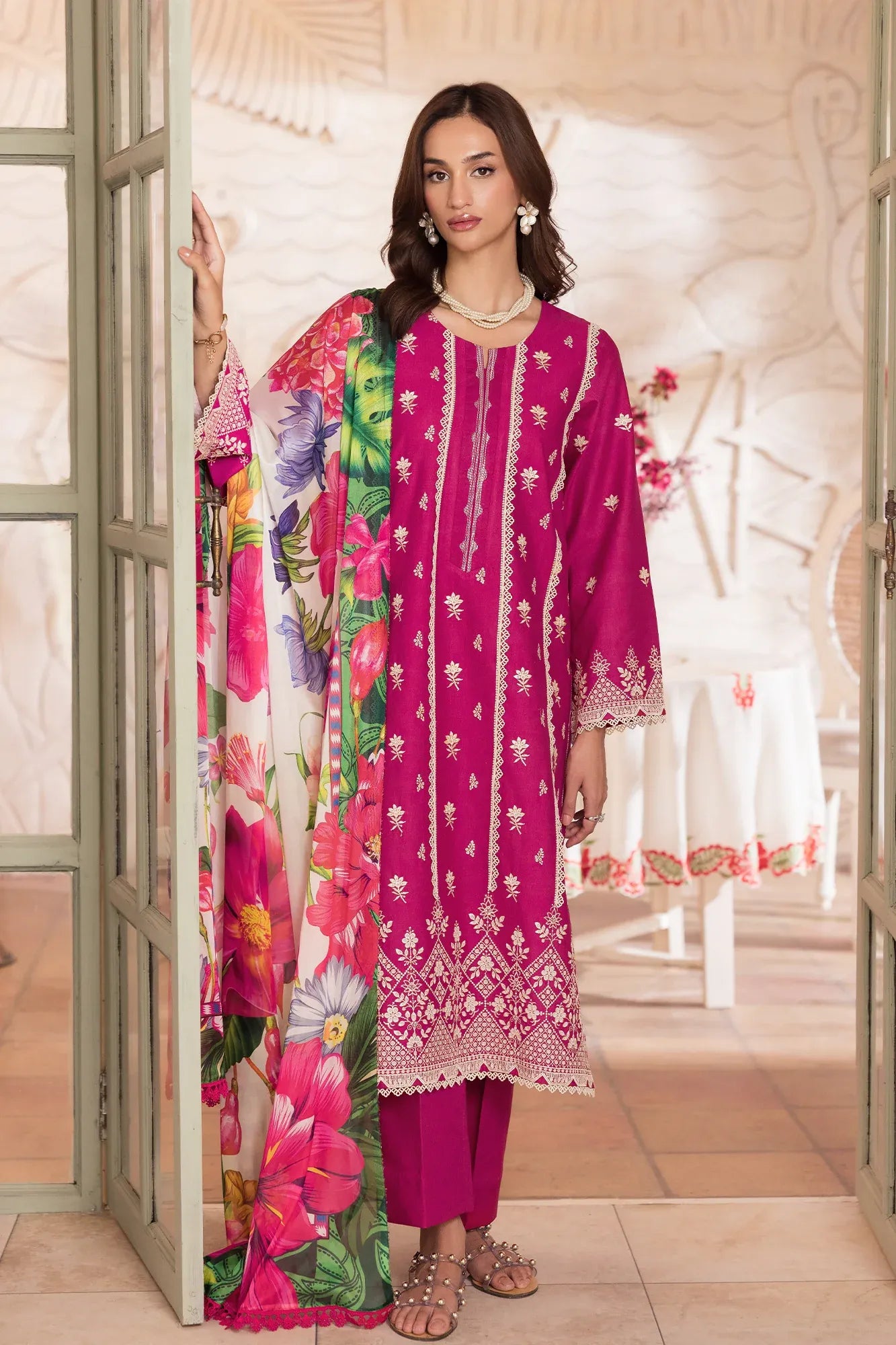 STITCHED BY CC RAJBARI NISSA SUMMER CHIKANKARI D-09 3PC