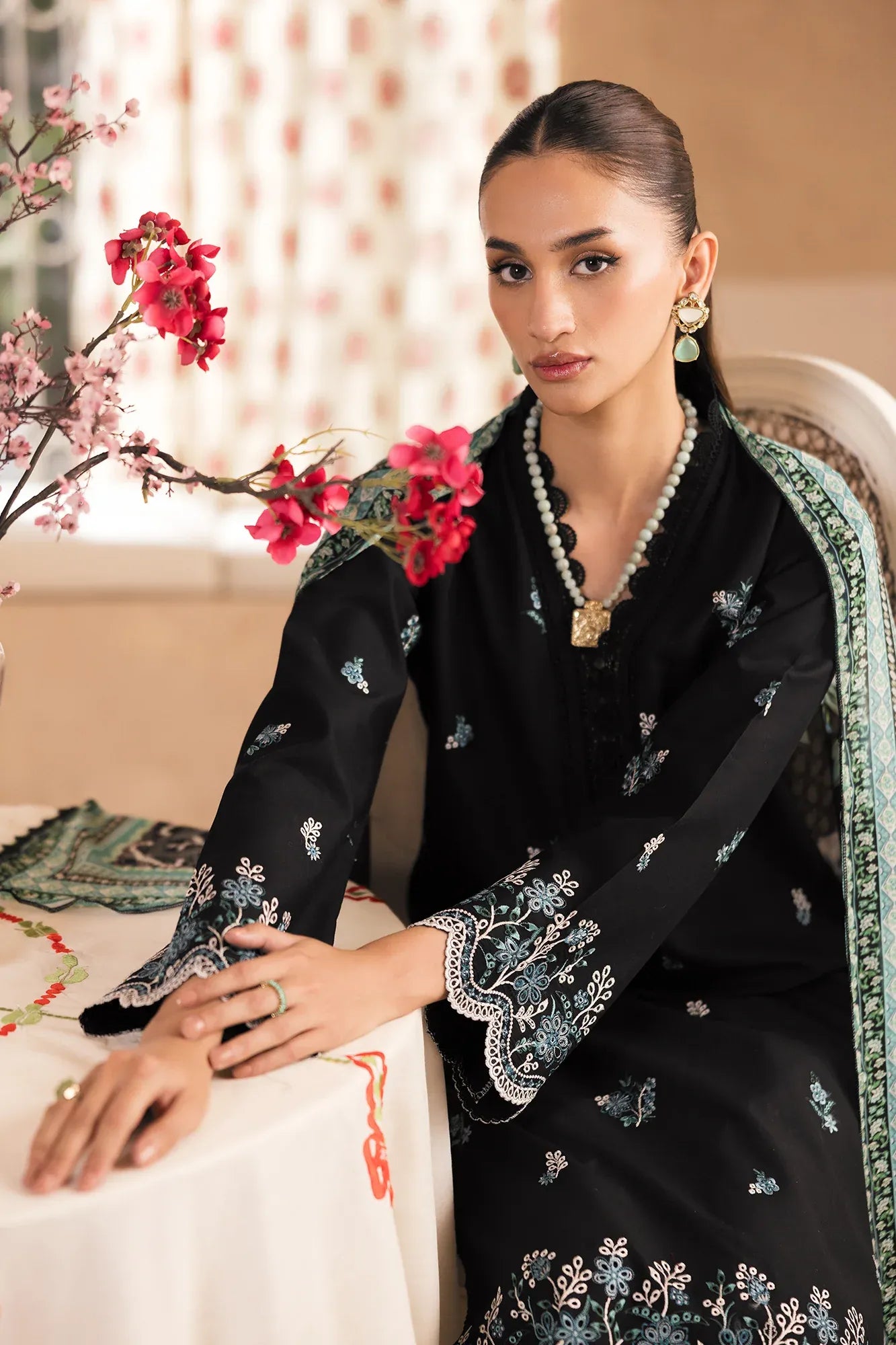 STITCHED BY CC RAJBARI NISSA SUMMER CHIKANKARI D-05 3PC