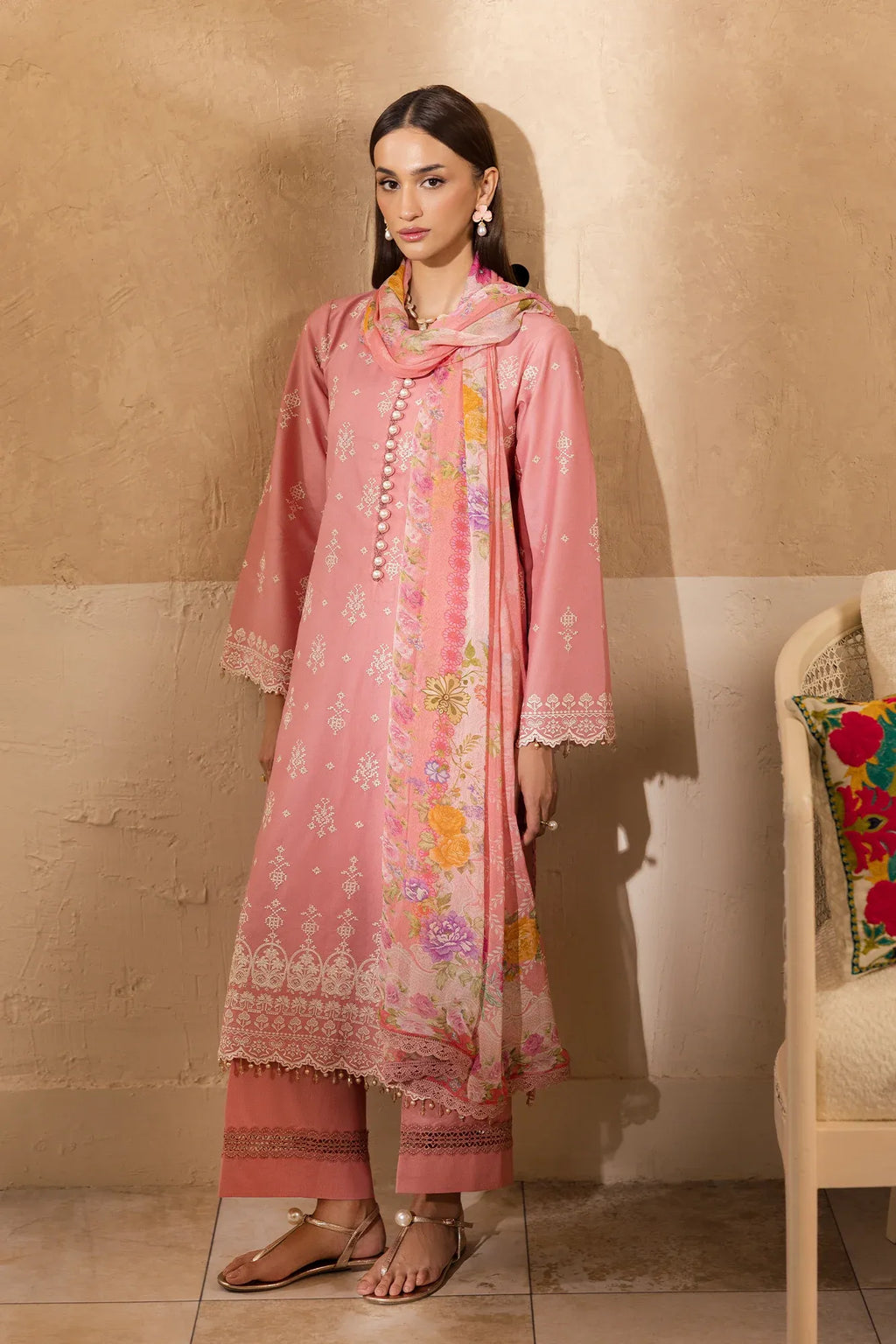 STITCHED BY CC RAJBARI NISSA SUMMER CHIKANKARI D-06 3PC