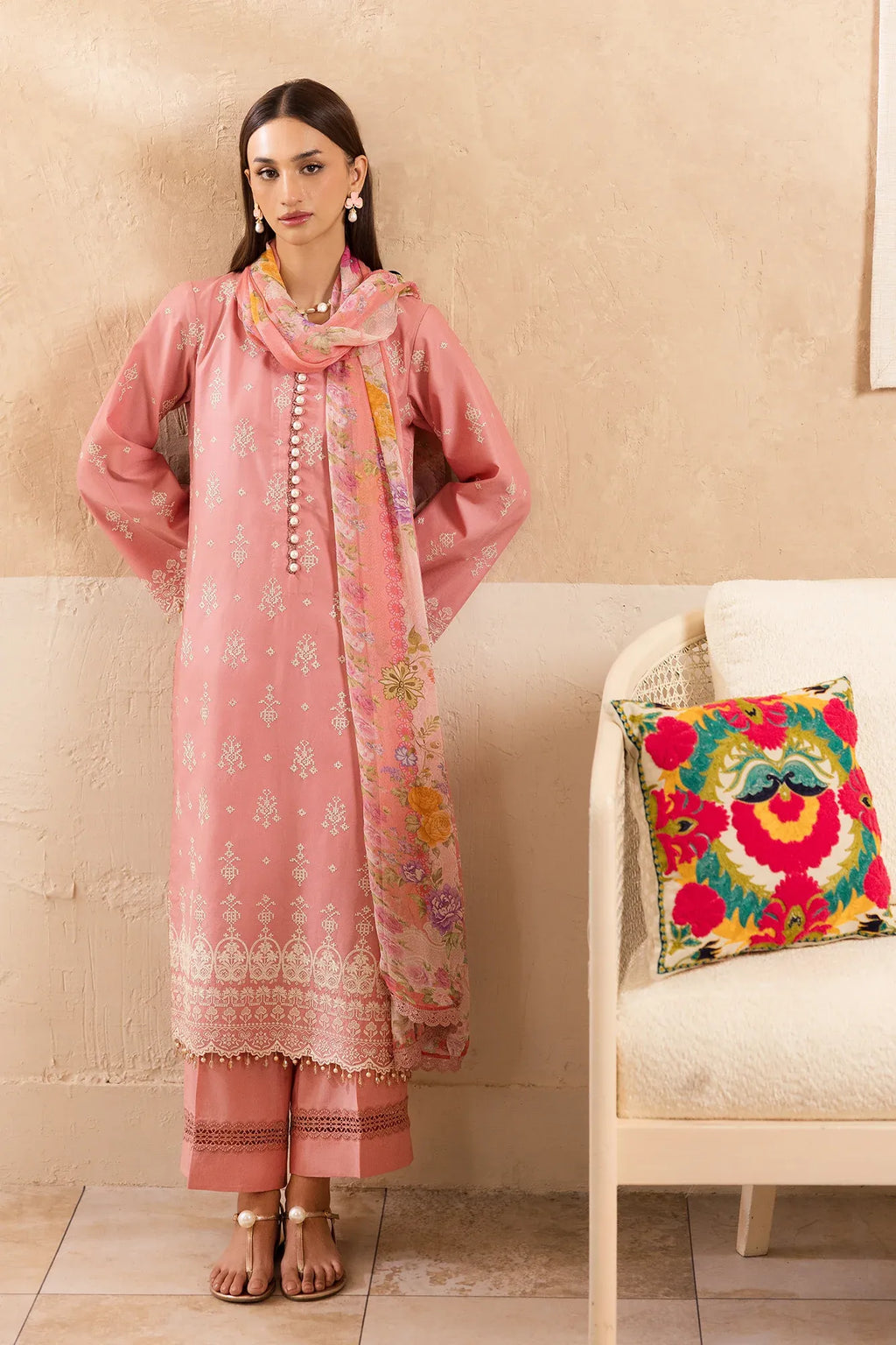 STITCHED BY CC RAJBARI NISSA SUMMER CHIKANKARI D-06 3PC