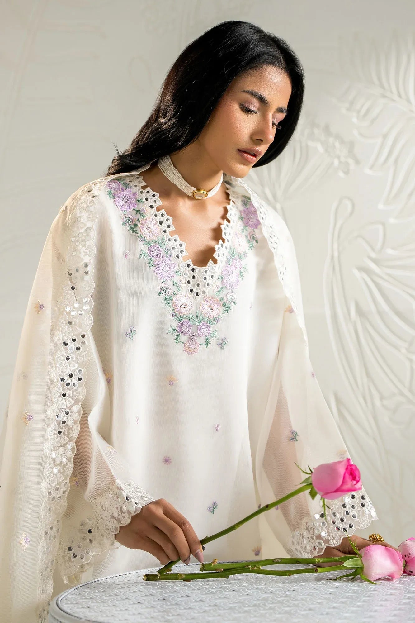 CROSS STITCH BLOOMING WHITE 2PC