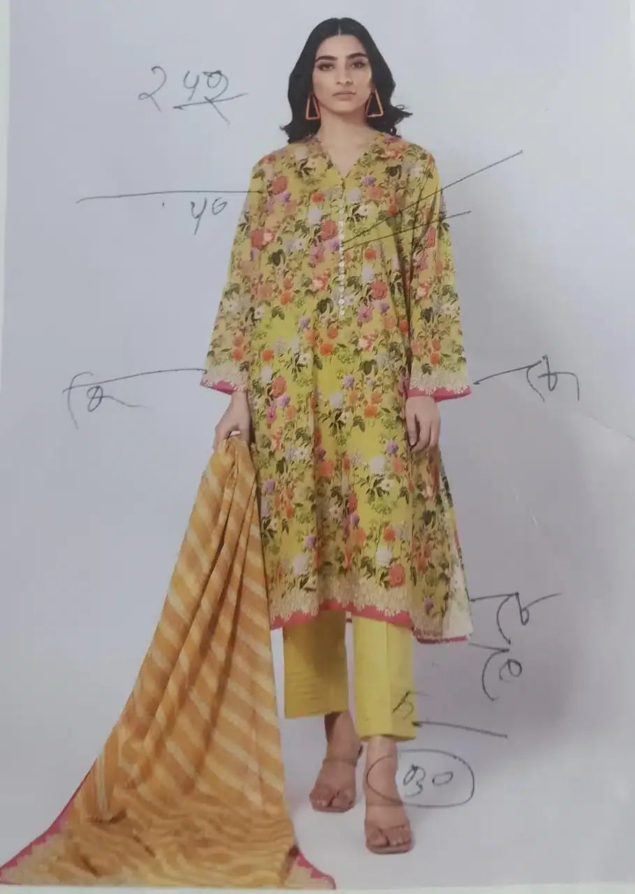 STITCHED BY CC AME230401-YELLOW  3PC