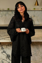 FARIDA HASAN BLACK BLOOM SET 2PC
