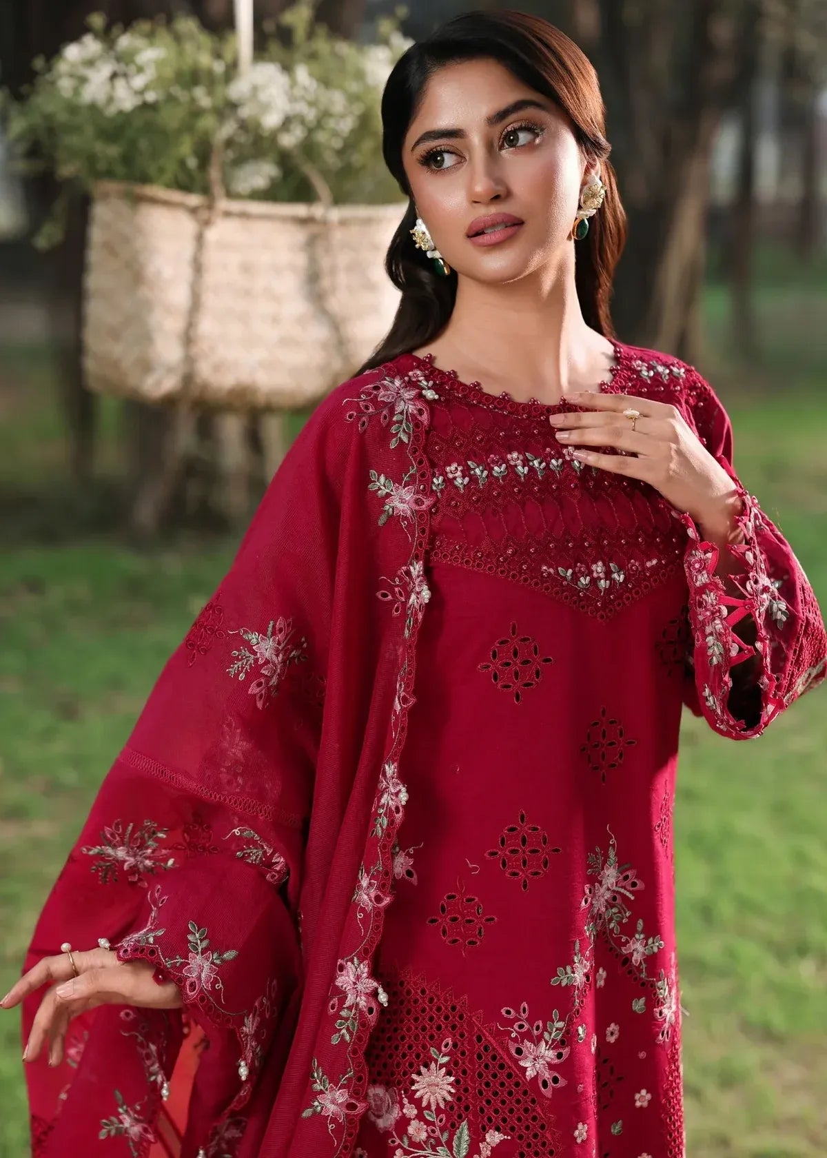 STITCHED BY CC SARDINIA TALES OF PETALS FLORAL FUCHSIA 3PC