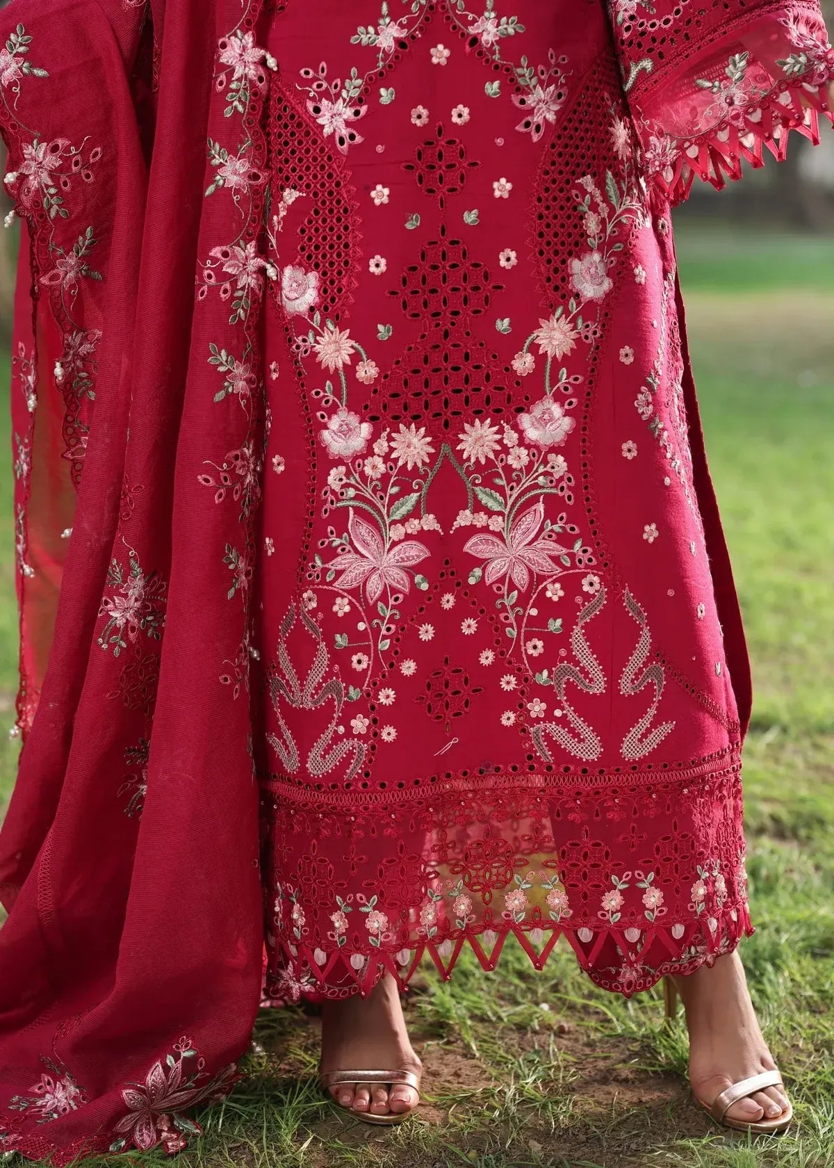 STITCHED BY CC SARDINIA TALES OF PETALS FLORAL FUCHSIA 3PC