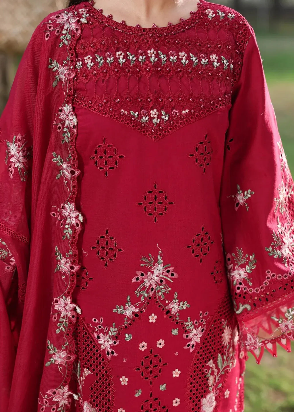 STITCHED BY CC SARDINIA TALES OF PETALS FLORAL FUCHSIA 3PC