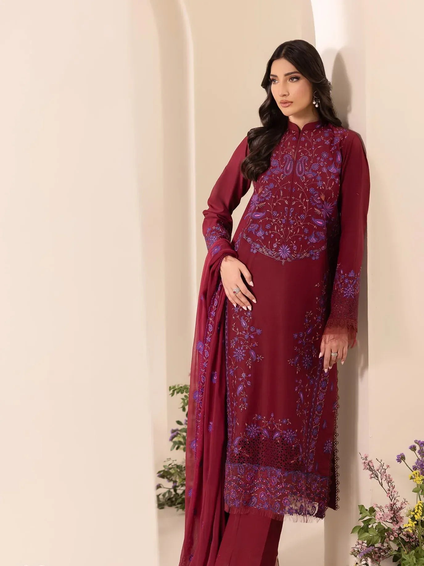 RAJBARI EXCLUSIVE EMBROIDERED CHIFFON D-08