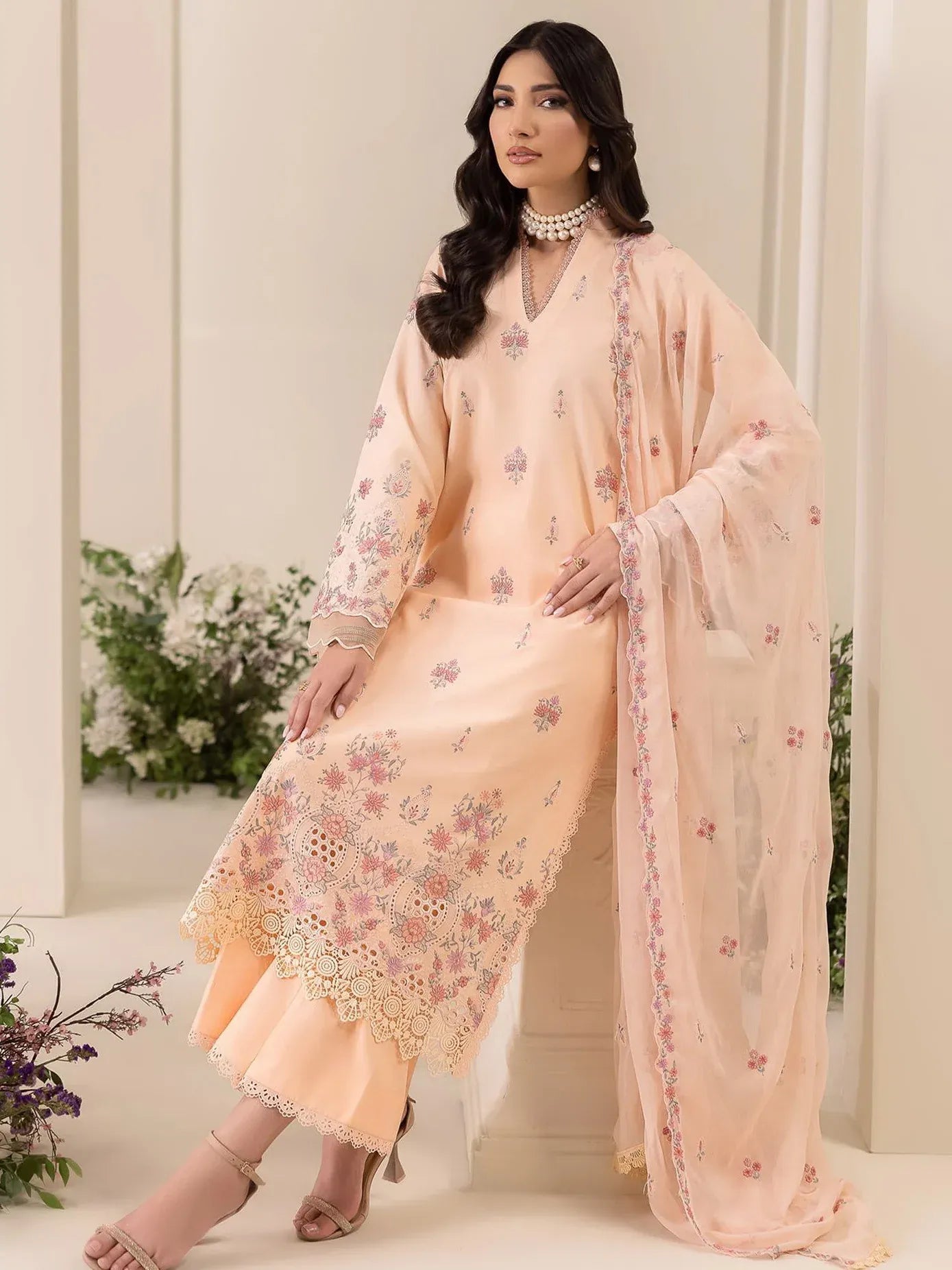 RAJBARI EXCLUSIVE EMBROIDERED CHIFFON D-04