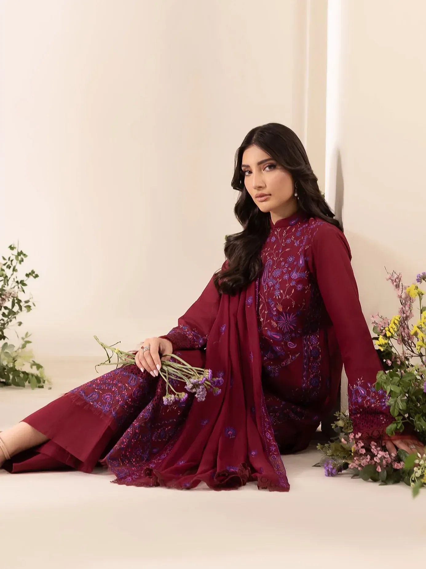 RAJBARI EXCLUSIVE EMBROIDERED CHIFFON D-08