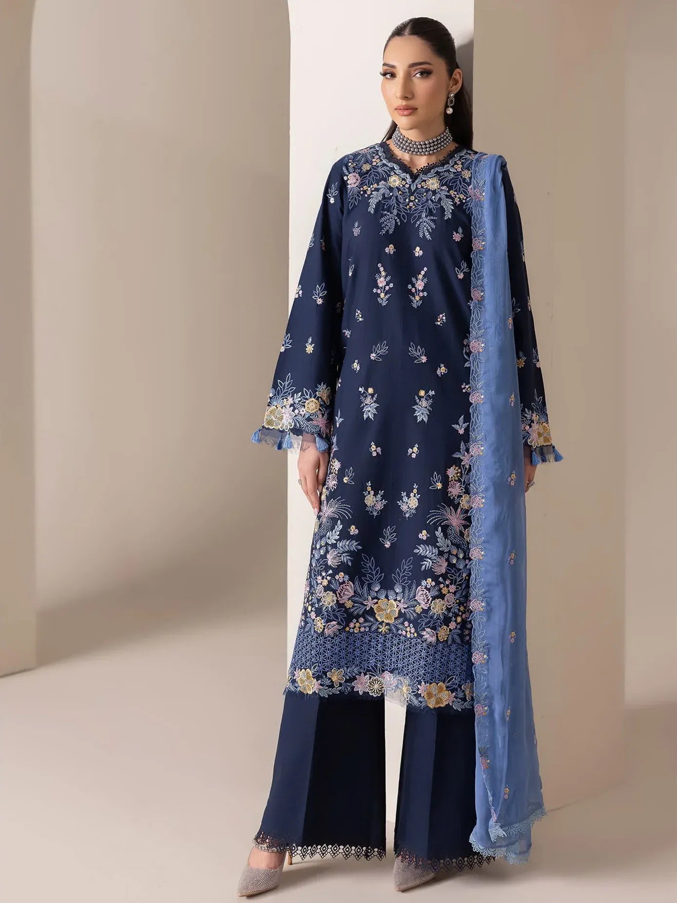 RAJBARI EXCLUSIVE EMBROIDERED CHIFFON D-07