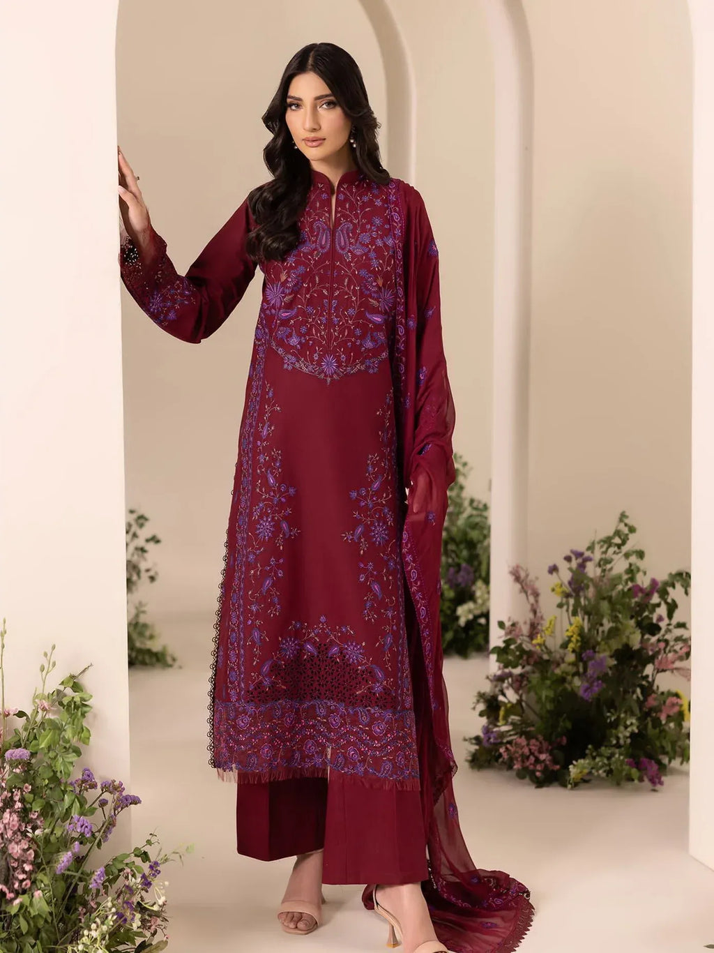 RAJBARI EXCLUSIVE EMBROIDERED CHIFFON D-08
