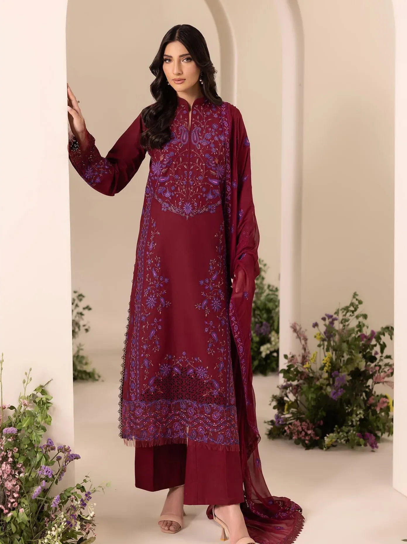 RAJBARI EXCLUSIVE EMBROIDERED CHIFFON D-08